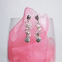 エリズ・オリジナルデザイン　　星モチーフ＆クリスタルボール　ピアス　（シルバー）