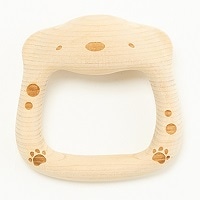 木村木品製作所 ひばの木の香りと鈴の音が眠りをさそうベビー玩具 はちまんわんこ 正面〔W90×D90×H30〕