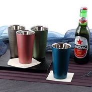 「匠の技術」の融合　漆磨カップ　二重ストレートカップ