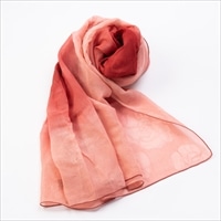 わしん伝手染めストール 額縁地紋牡丹柄 〔縦1800mm×横600mm〕 福井県 服飾雑貨 北陸土産 わしん伝