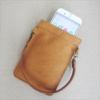 イノシシ革のミニポーチ〔縦163mm×横120mm〕 岡山県 革小物 クラフト工房ＤＲＦ