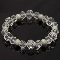 水谷水晶研磨工業 水晶切子 糸魚川翡翠入り ブレスレット 専用ケース入り〔直径19cm〕