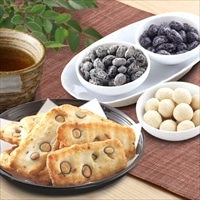 丹波黒のお茶と菓子セット 〔丹波黒きなこ豆90g、丹波黒しぼり甘納豆100g、丹波黒豆ぐらっせ100g、丹波黒大豆入りおかき9枚入、丹波黒豆茶10g×8〕