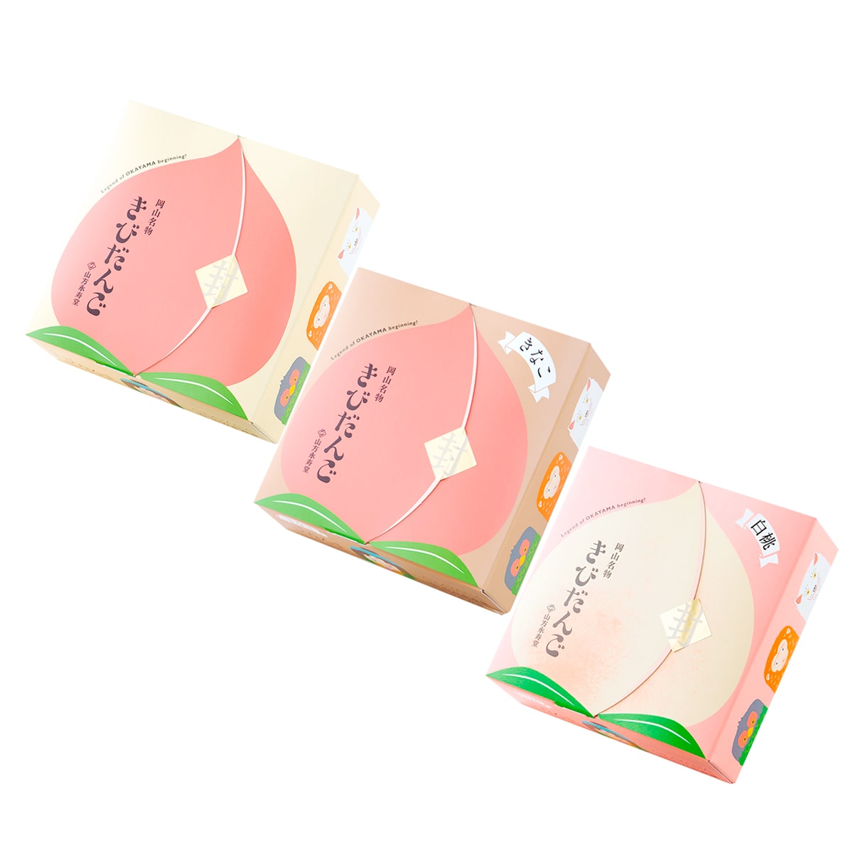 きびだんご 3種 詰合せ 〔プレーン・きなこ・白桃各10個入×各2箱〕 団子 和菓子 岡山 山方永寿堂