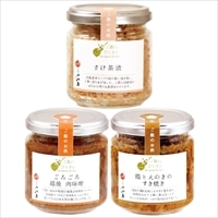 ご飯にひとさじ詰合せ 3点セット 〔ごろごろ越後肉味噌、鶏とえのきのすき焼き、さけ茶漬〕 惣菜 新潟小川屋