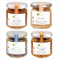 ご飯にひとさじ詰合せ 4点セット 〔ごろごろ越後肉味噌、鶏とえのきのすき焼き、さけ茶漬、しっとり海鮮ふりかけ〕 惣菜 新潟小川屋