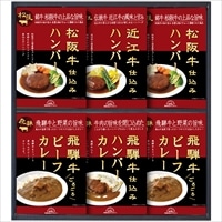 松阪牛・近江牛・飛騨牛仕込み ハンバーグとカレー詰合せ HBK-40 〔ハンバーグ2種、カレー2種 全4種計6個〕 惣菜 レトルト 飛騨高山ファクトリー