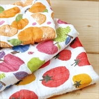 かや生地ふきん Kaya no FUKIN 〔柄：トマト・アップル・オレンジ・レモン、サイズ：約30×40cm〕 ふきん