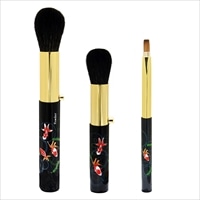 携帯用高級化粧筆 蒔絵 3本 セット 〔パウダーブラシ・チークブラシ・リップブラシ〕 化粧筆 広島 熊野筆