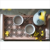 縁樹 雅 角麻8総柄〔278×142×32mm〕 縁起組子 組子細工 木工芸品 トレー インテリア雑貨