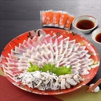 とらふく刺身セット 約3人前 〔とらふぐ刺身65g、とらふぐ皮30g、とらふぐ身湯引20g、薬味ほか〕 ふぐ刺し 関とら本店 藤フーズ