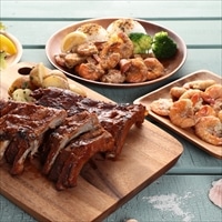 バーベキューセット アメリカン3種詰合せ 〔BBQベイビーバックリブ約300g×2、ガーリックシュリンプ300g、ケイジャンガーリックシュリンプ300g〕