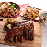 バーベキューセット アメリカン4種詰合せ 〔BBQベイビーバックリブ約300g×2、ガーリックシュリンプ300g ほか全4種〕