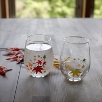 冷感紅葉フリーグラスペアセット 〔(上部直径約62mm×高さ103mm(中心部直径80mm))×2〕 食器