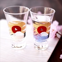 冷感富士山グラス天開ペアセット 〔(直径約60mm×高さ98mm)×2〕 食器