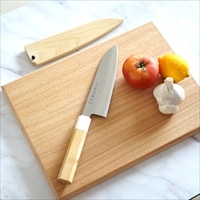 ステンレス製三徳包丁 青森ヒバ鞘付 〔三徳包丁(170mm)×1、専用鞘×1〕 キッチン用品