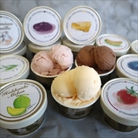 カウベルアイス 〔(プレミアムバニラ、クリームチーズ、チョコレート)×2、(北海道メロン、赤肉メロン、ハスカップ、とうきび、抹茶、いちご)×1〕