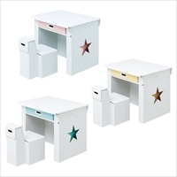 エコかわデスク スター 段ボール製幼児用デスク 〔デスク幅60×奥行45×高さ49cm、椅子幅25×奥行21×高さ22cm〕 テーブル