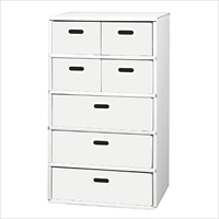段ボール製整理タンス ホワイトチェスト 5段 〔幅48.5×奥行35.5×高さ83cm〕 棚 家具