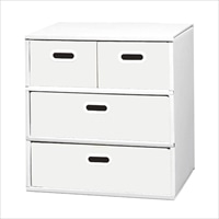段ボール製整理タンス ホワイトチェスト 3段 〔幅48.5×奥行35.5×高さ50.5cm〕 棚 家具