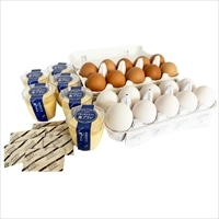 菜の花たまご 白玉 赤玉 舞プリン セット 〔たまご2種（久留里のたまご・海と山に育まれた卵）各M～Lサイズ×10、舞プリン×6)〕