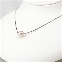 アコヤ真珠 1粒 8.0mmUP スルー ネックレス 〔チェーン:40cm+5cmアジャスター〕 アクセサリー パール