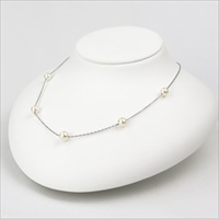 アコヤ真珠 5粒 6.0-6.5mm ステーション ネックレス 〔チェーン：40cm＋5cmアジャスター〕 アクセサリー パール