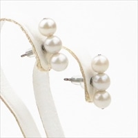アコヤ真珠 パール 5.0-5.5mm 3連 ライン ピアス 〔ピアスポスト：直径0.7mm〕 アクセサリー
