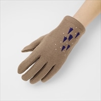 KURODA クロダ 女性用 雪とツリー刺繍 ジャージグローブ 〔手囲いサイズ：21～22cm〕 手袋