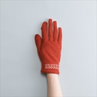 KURODA クロダ 女性用 リンゴ柄 レース刺繍 ジャージグローブ 〔手囲いサイズ：21～22cm〕 手袋