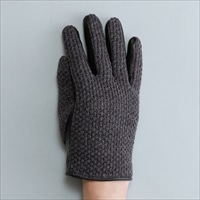 ORuKuBET 男性用 鹿子編みニットコンビレザーグローブ〔手囲いサイズ:24cm、全長23cm〕手袋 メンズ 防寒 ポスト投函便