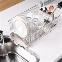 水切りラック 横置きタイプ シルバー 〔外寸：約49.5×32.5×高さ17.0cm(トレイ含む)、重量：約2.32kg〕 台所用品【沖縄県・離島 配送不可】