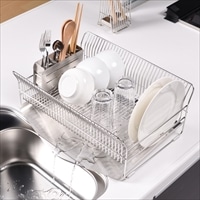 水切りラック 縦置きタイプ シルバー 〔外寸：約33.7×43.4×高さ17.0cm(トレイ含む)、重量：約2.34kg〕 台所用品【沖縄県・離島 配送不可】