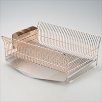 水切りラック 縦置きタイプ ローズゴールド 〔外寸：約33.7×43.4×高さ17.0cm(トレイ含む)、重量：約2.34kg〕 台所用品【沖縄県・離島 配送不可】