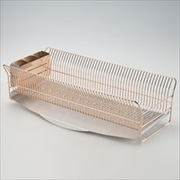 水切りラック 縦置きロングタイプ ローズゴールド 〔外寸：約24.5×57.0×16.0cm(トレイ含む)、重量：約2.41kg〕 台所用品【沖縄県・離島 配送不可】