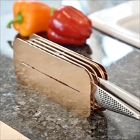 包丁スタンド ローズゴールド 〔サイズ：約21.9×5.0×高さ8.5cm、重量：約0.37kg〕 台所用品 包丁ラック【沖縄県・離島 配送不可】