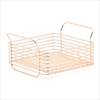 キッチンバスケット Sサイズ ローズゴールド 〔サイズ：約24.5×20.6×高さ12.2cm、重量：約0.54kg〕 台所用品 かご【沖縄県・離島 配送不可】