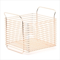 キッチンバスケット Lサイズ ローズゴールド 〔サイズ：約24.5×20.6×高さ19.9cm、重量：約0.86kg〕 台所用品 かご【沖縄県・離島 配送不可】