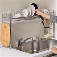 水切りラック シンク渡しタイプ 〔本体サイズ：約60.5～105.0×21.0×高さ46.5cm、重量：約3.04kg〕 台所用品 かご【沖縄県・離島 配送不可】