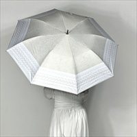 ショートワイド傘 晴雨兼用 スギタ リネン＆レース風〔サイズ：親骨55cm、直径約97cm〕傘【北海道・沖縄県・離島 配送不可】