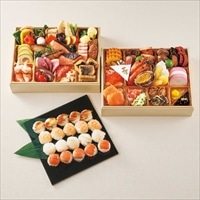 家庭画報 オリジナル 和二段おせち 彩り手まり寿司 セット〔3人前(54品目＋彩り手まり寿司)〕御節料理 お正月【沖縄県・離島 配送不可】