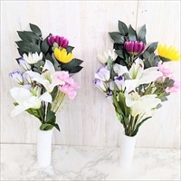 きつつき 造花 仏花セット お墓 お仏壇用〔造花、ホルダー 各2〕供花 水換え不要