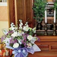 きつつき 造花 光触媒加工 仏花 お供えアレンジ〔高さ47cm×幅40cm〕供花 アレンジメント