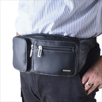 SAXON 牛革 ウエストバッグ〔本体サイズ：26×13×5.5cm〕ウエストポーチ［北海道・沖縄県・離島 配送不可］