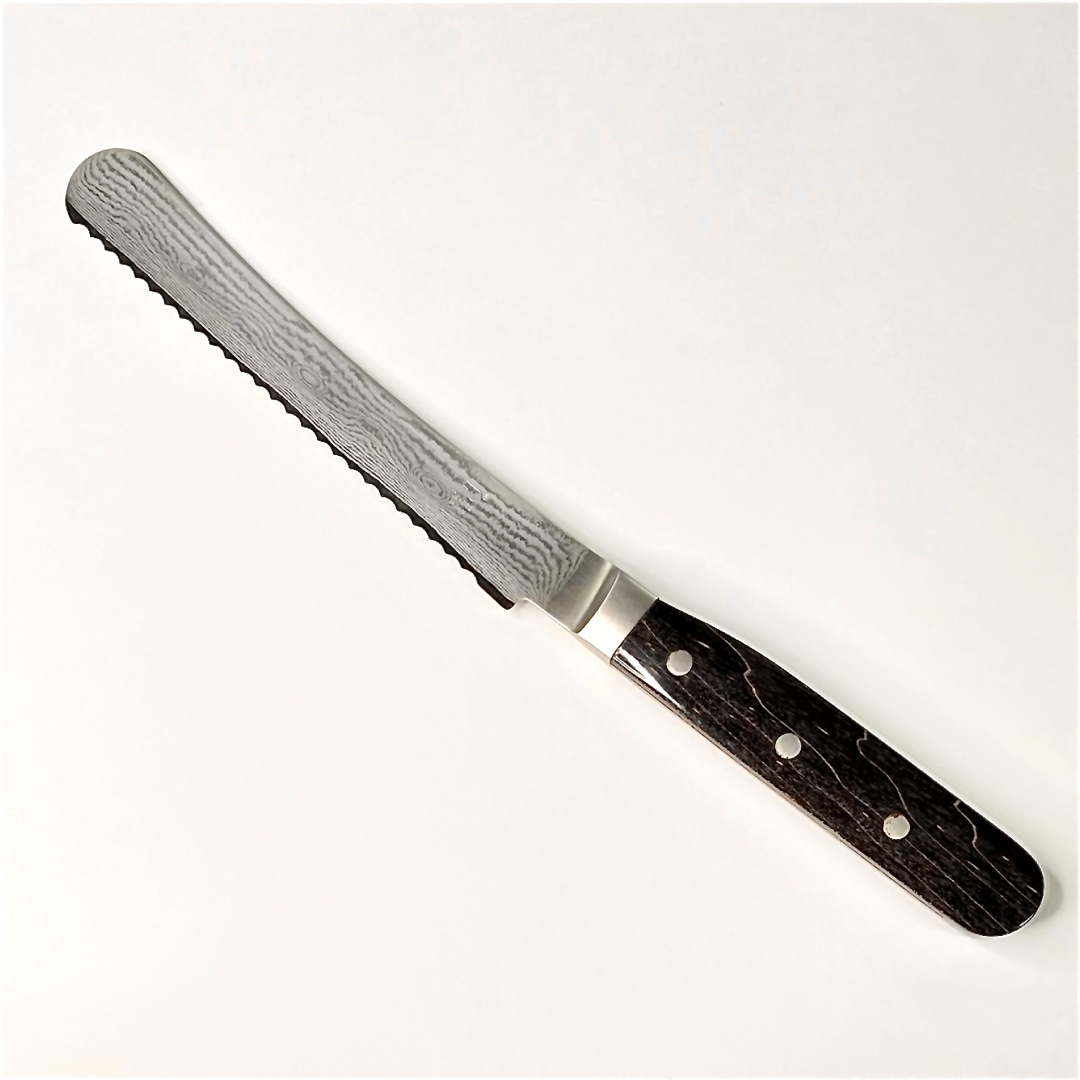 ダマスカス ブレッドナイフ　ミニ（黒）