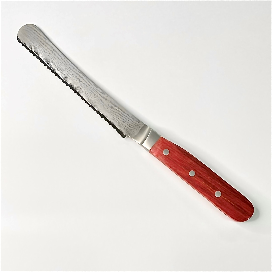 ダマスカス ブレッドナイフ　ミニ（赤）