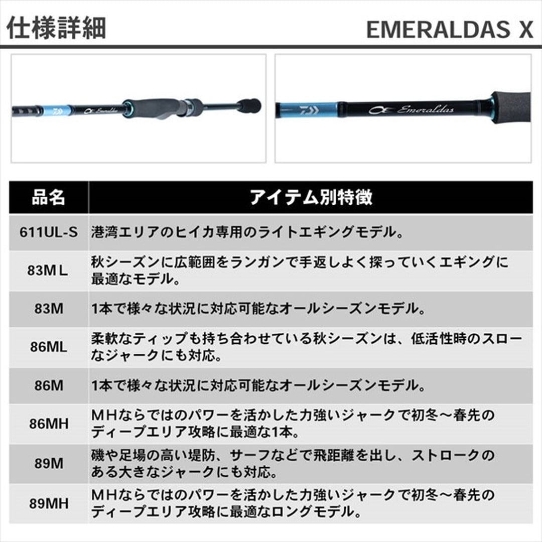 ダイワ エメラルダス X 86MH (スピニング 2ピース) エギングロッド