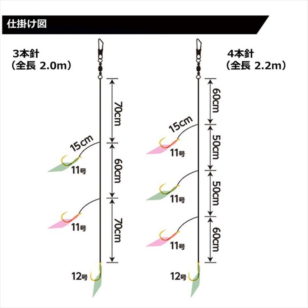 ダイワ 仕掛け 快適船イサギ・アジ仕掛け 3本針2セット入り 針11/12