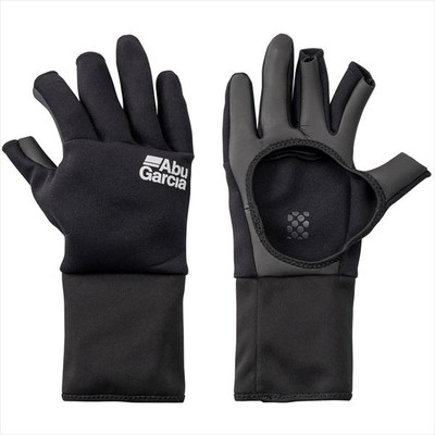 アブガルシア 防寒手袋 ロングカフスNPグローブ3フィンガー パームレス M ブラック