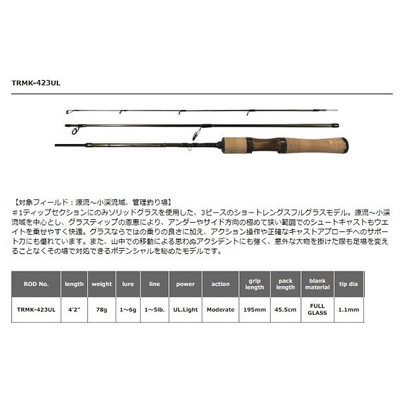 スミス トラウトロッド トラウティンスピン マルチュース TRMK-423UL(スピニング/3ピース)